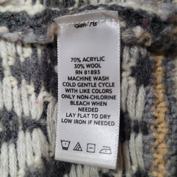 Liz Claiborne Aztec Wool Coatigan XS Boho Indie Lodgecore Hoodie Quietlux Winter - Picture 7 of 9